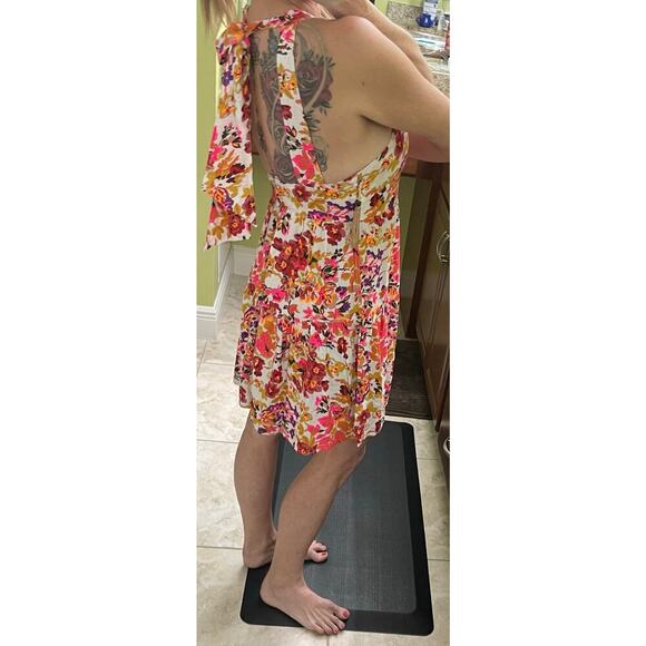 Natural life Halle Mini Halter hot pink orange floral dress medium NWT sundress - Picture 6 of 12